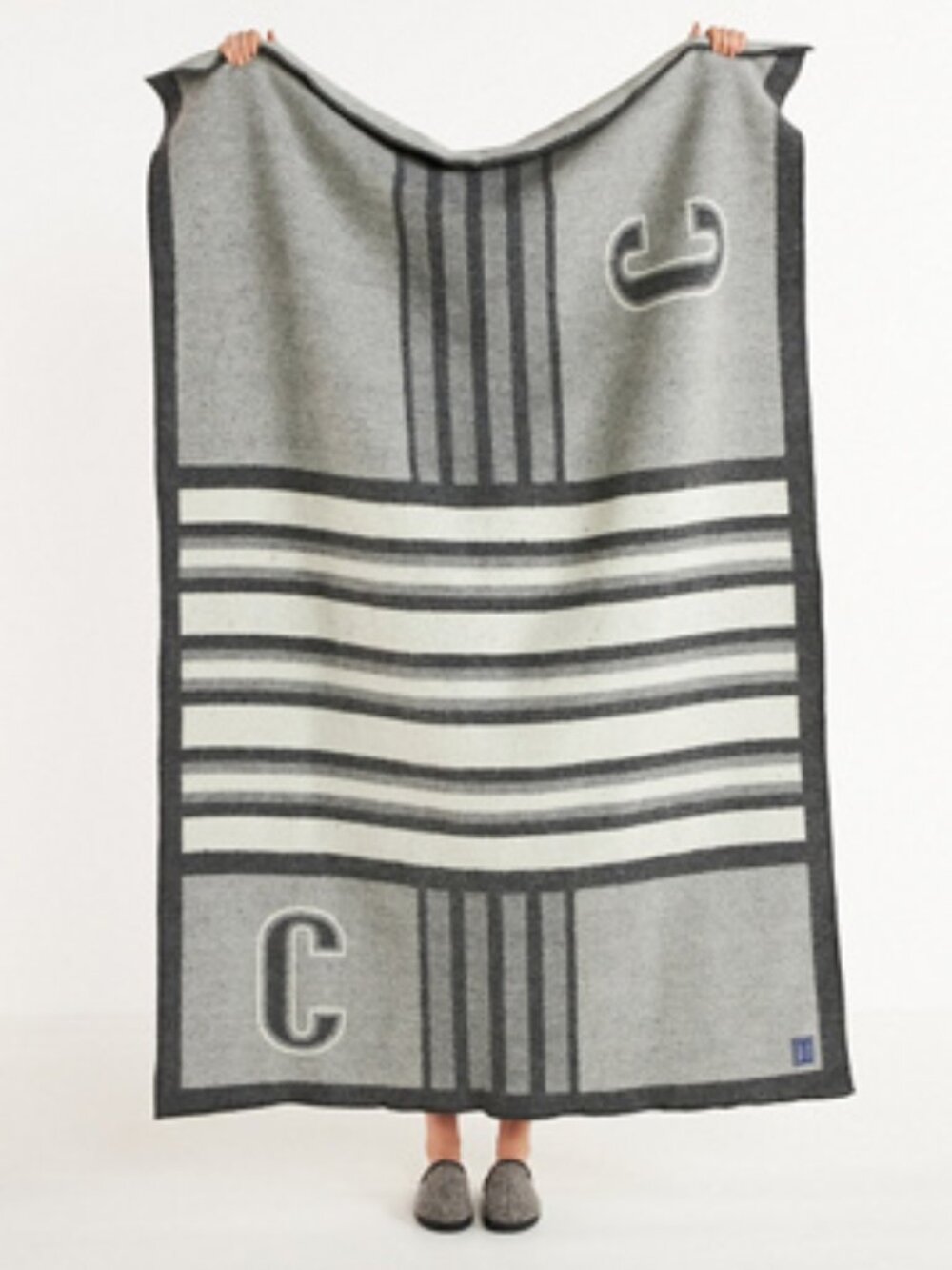 New Anthropologie Faribault Monogram "C" Wool Blend Throw Blanket